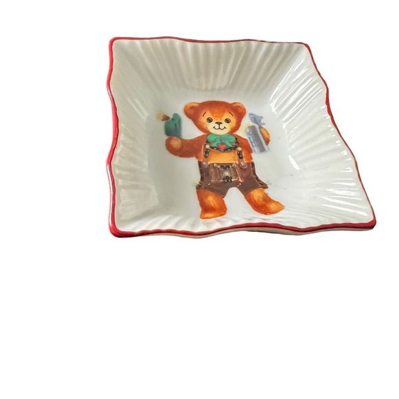 Reutter Porzellan Germany Trinket Dish Small Bear In Dirndl 2.5” READ - Picture 4 of 7